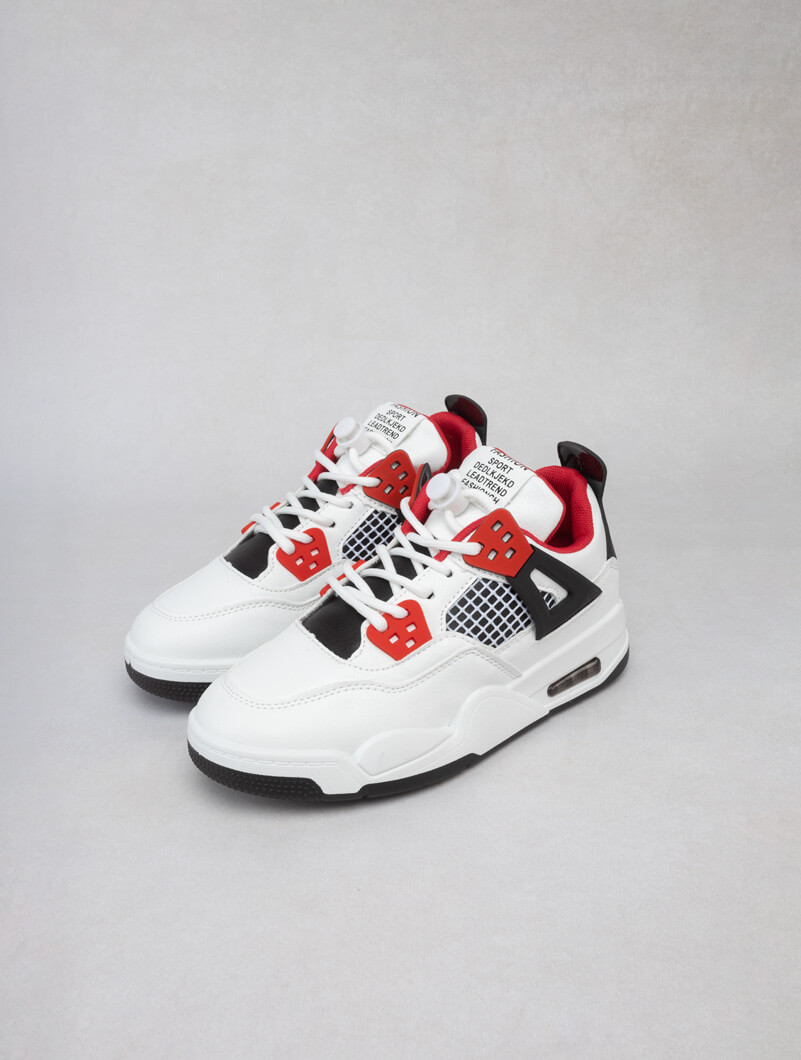 Baskets bi-matières à bouton